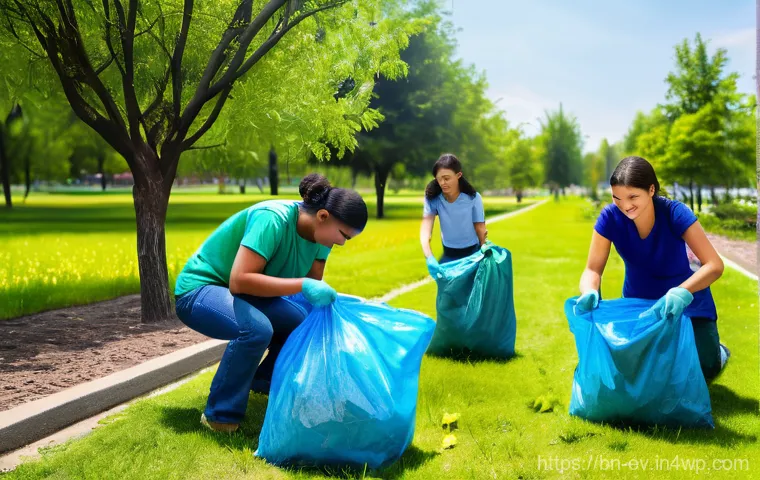 생각 구조화의 사회적 책임 - **Community Green Initiative**: A vibrant, sun-drenched outdoor scene depicting a diverse group of p...